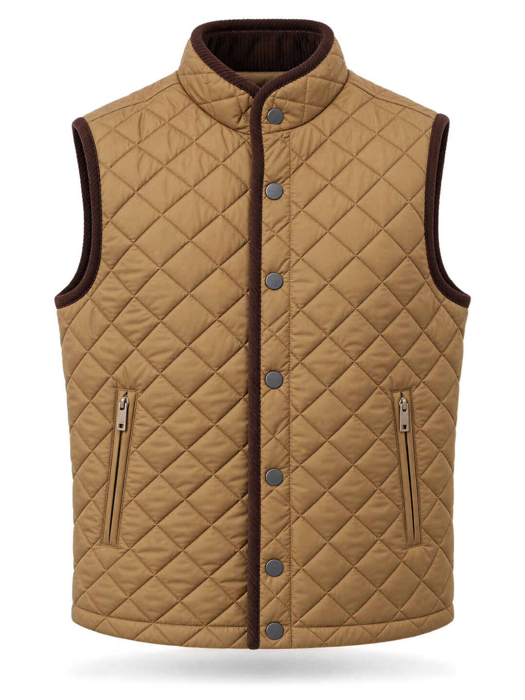 Men's Polyester Stand Collar Sleeveless Regular Fit Jacket