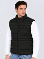 Regular Fit Solid Stand Collar Polyester Jacket
