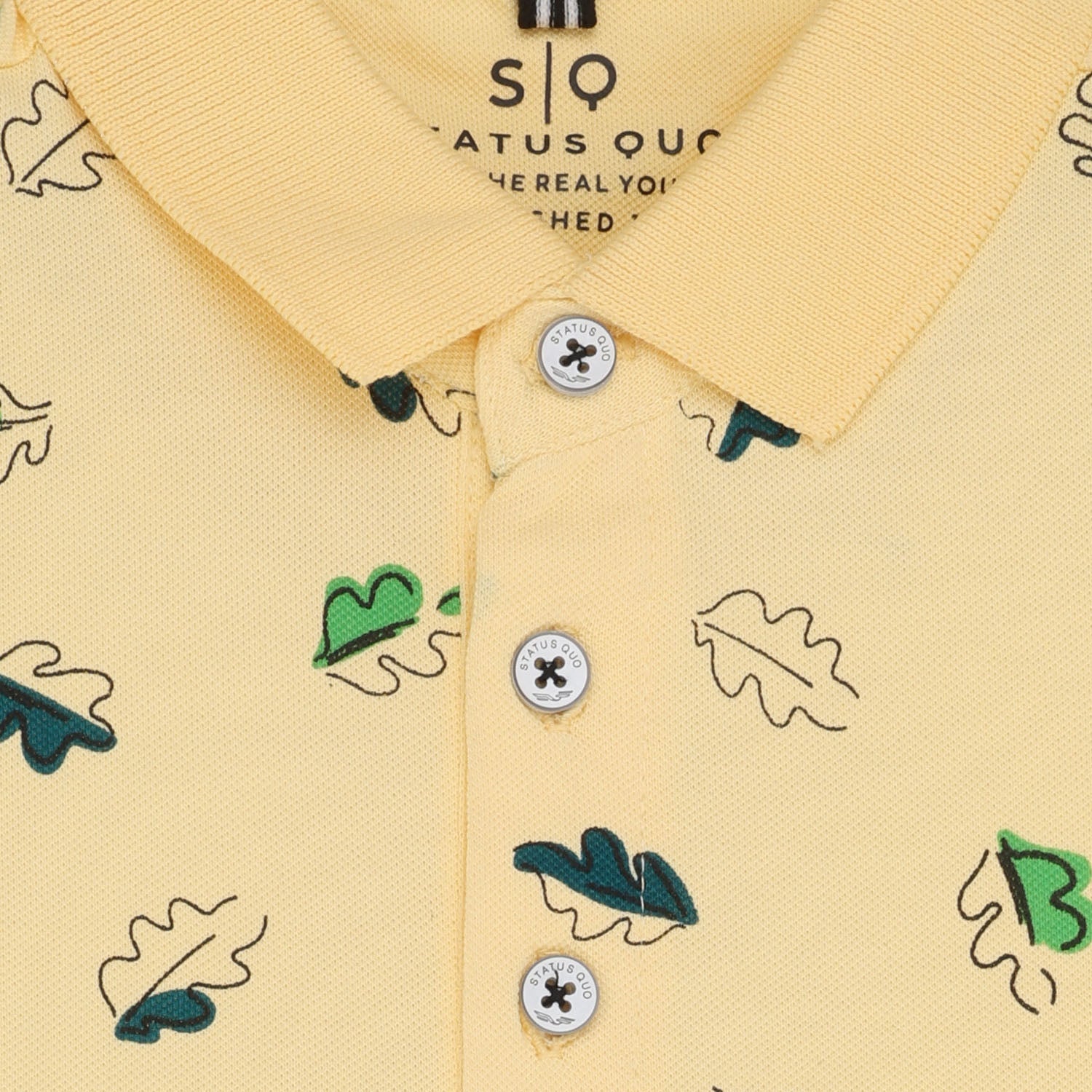 Status Quo Boys All-Over Abstract Printed Polo Collar Tshirt