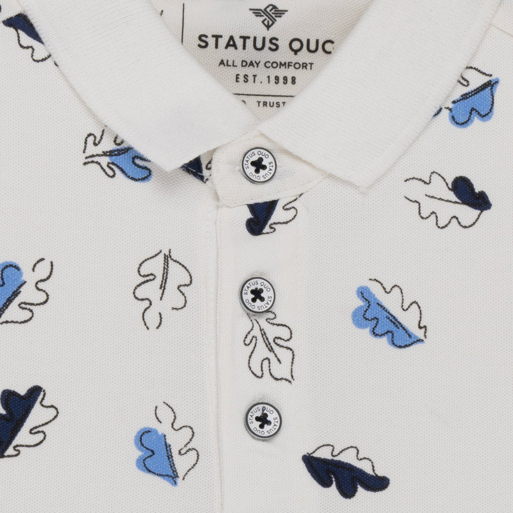 Boys All-Over Tropical Printed Half Sleeves Regular Fit Polo T-Shirt