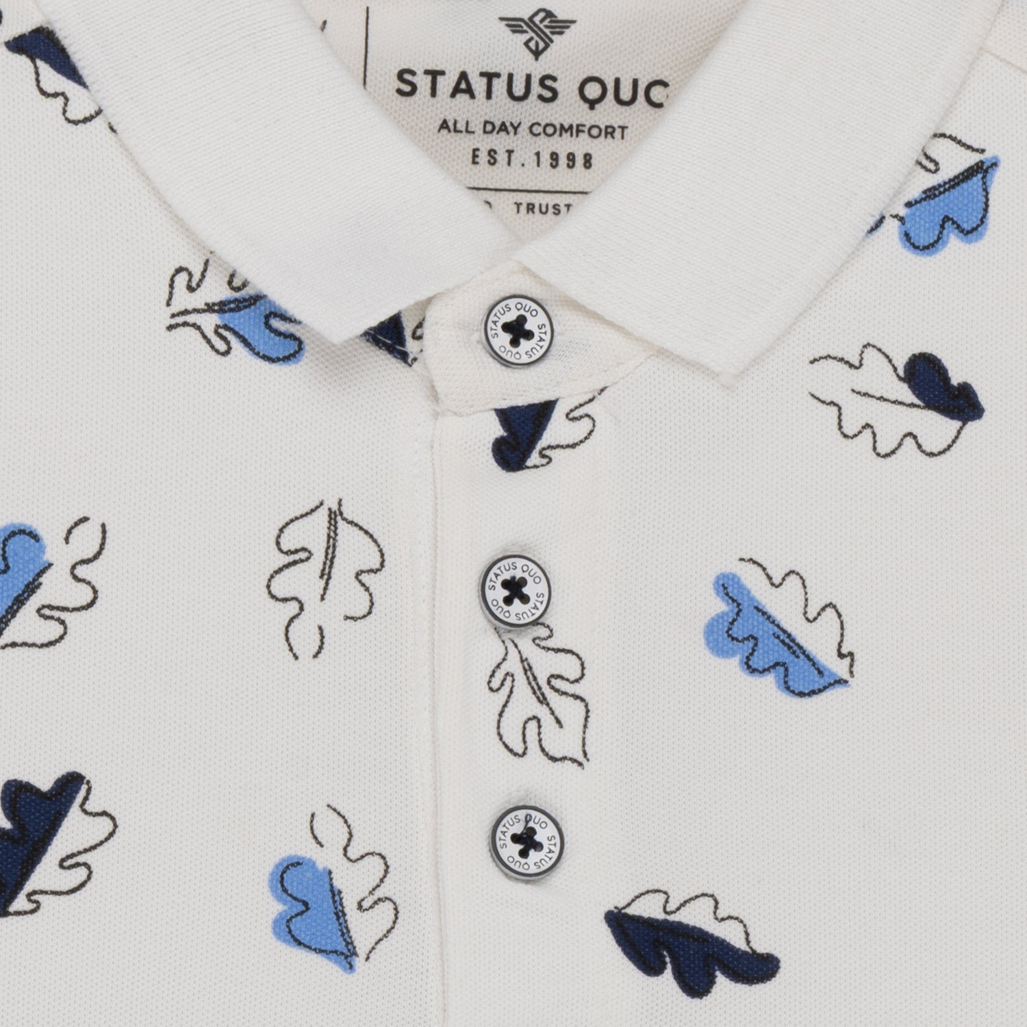 Boys All-Over Tropical Printed Half Sleeves Regular Fit Polo T-Shirt