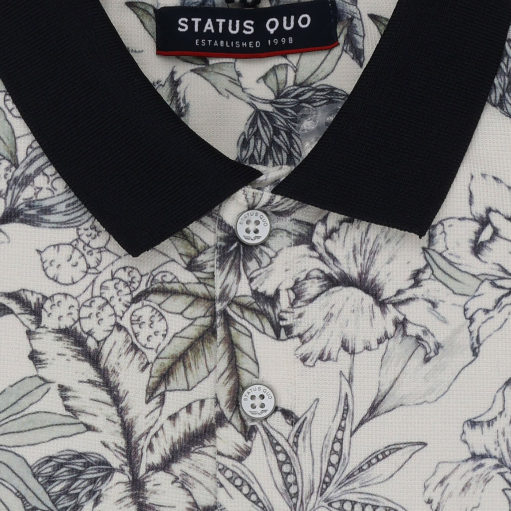 Status Quo Boys All-Over Floral Printed Polo Collar Tshirt