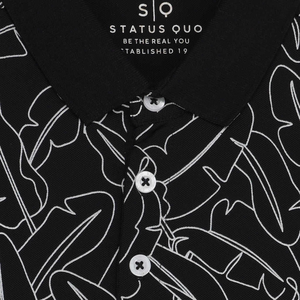 Status Quo Boys All-Over Abstract Printed Polo Collar Tshirt