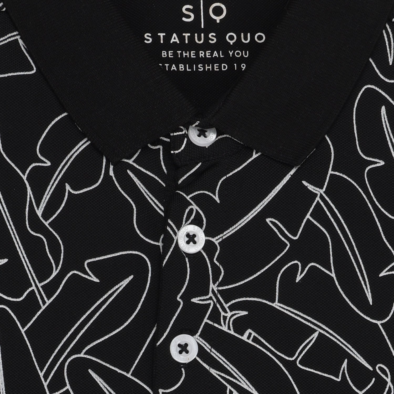Status Quo Boys All-Over Abstract Printed Polo Collar Tshirt