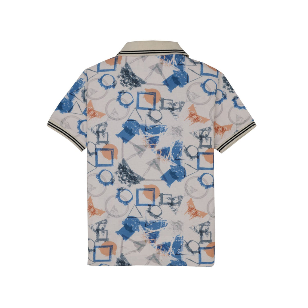 Status Quo Boys All-Over Geometric Printed Polo Collar Tshirt