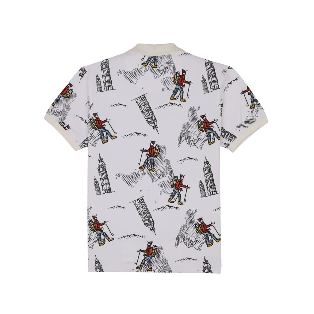 Status Quo Boys All-Over People and Places Printed Polo Collar Tshirt