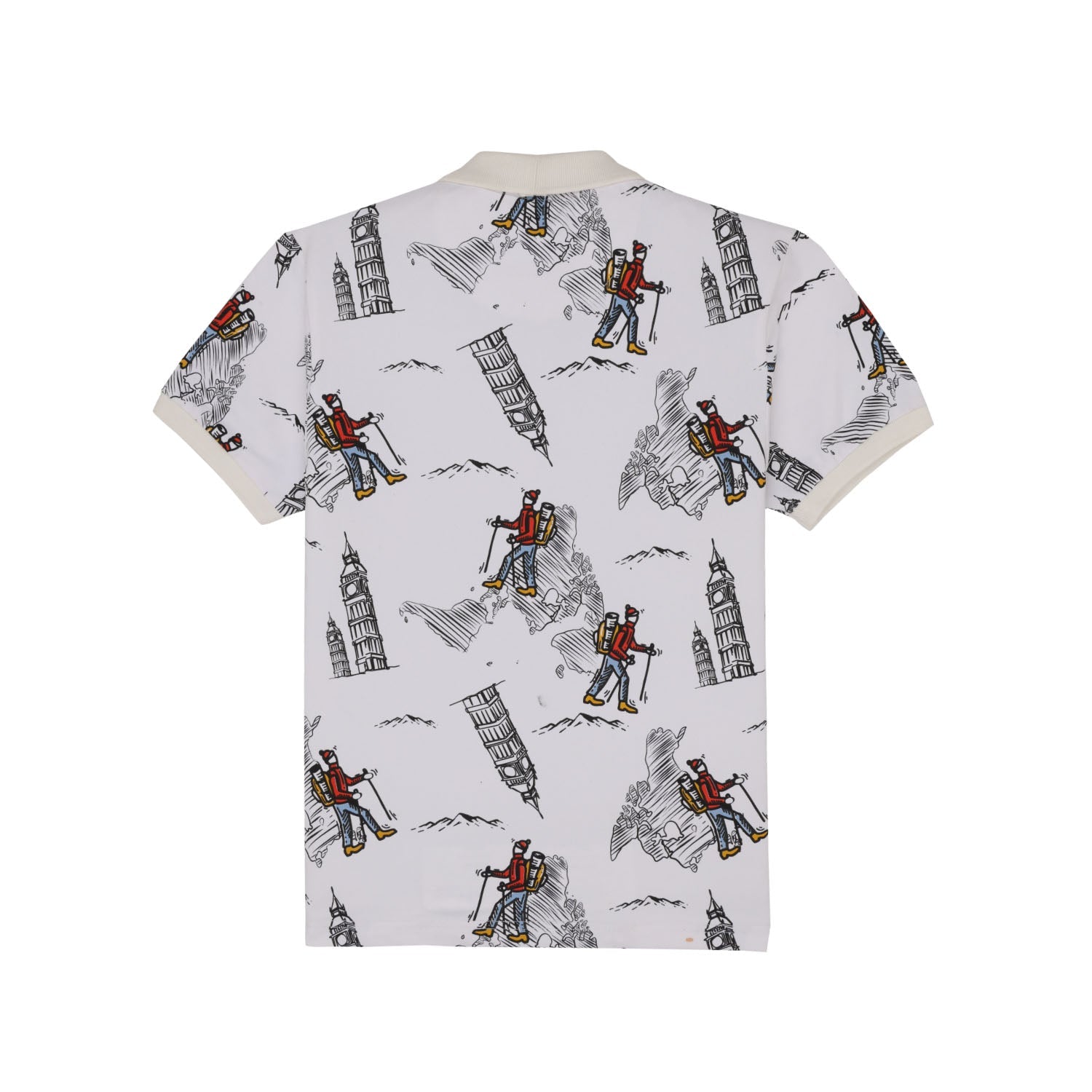Status Quo Boys All-Over People and Places Printed Polo Collar Tshirt