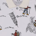 Status Quo Boys All-Over People and Places Printed Polo Collar Tshirt