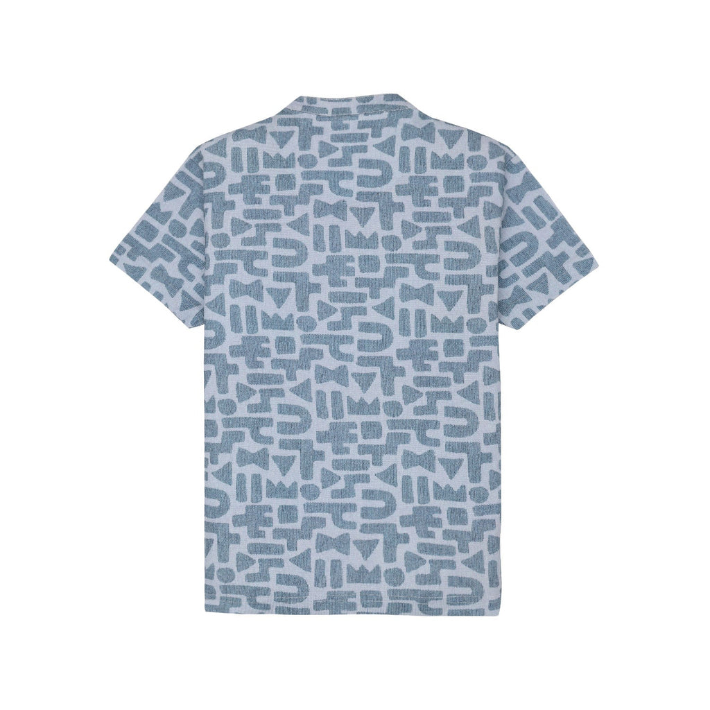 Status Quo Boys All-Over Geometric Printed Henley Neck Tshirt