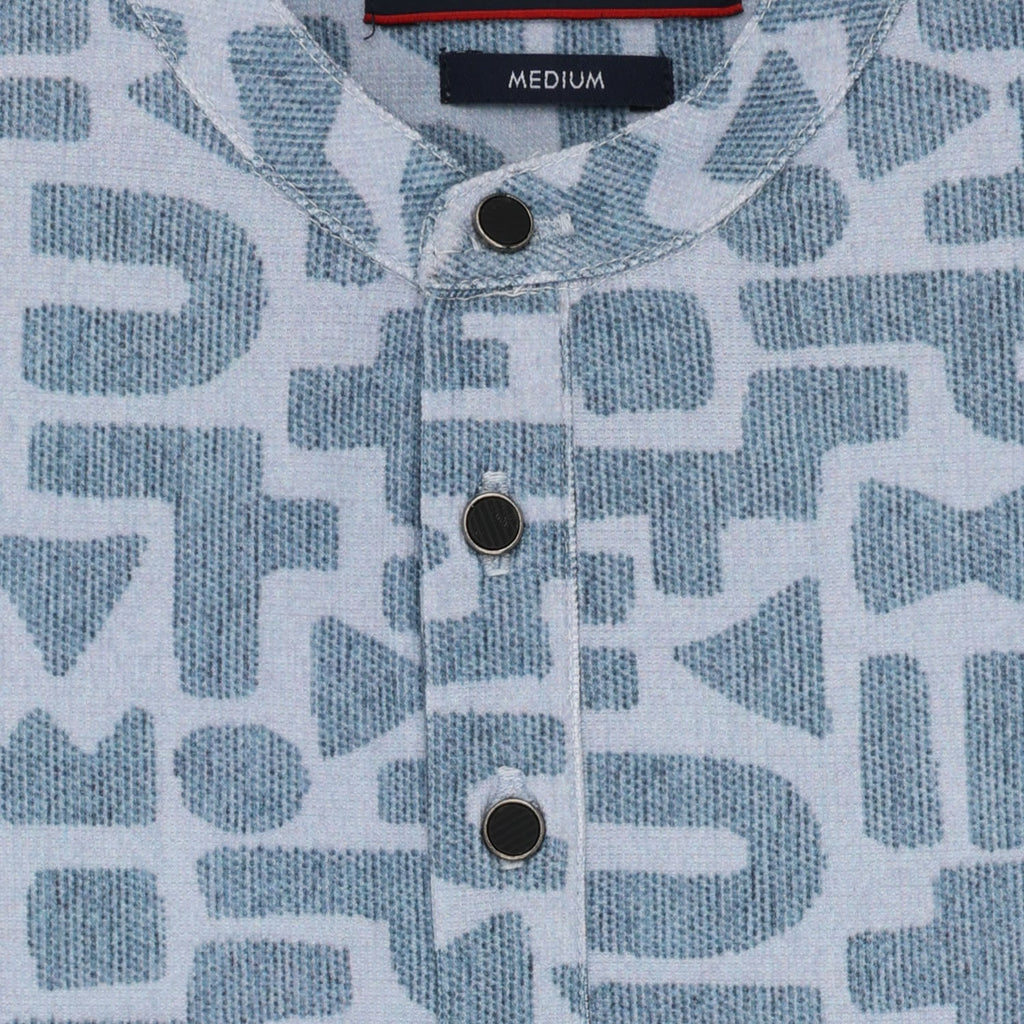Status Quo Boys All-Over Geometric Printed Henley Neck Tshirt