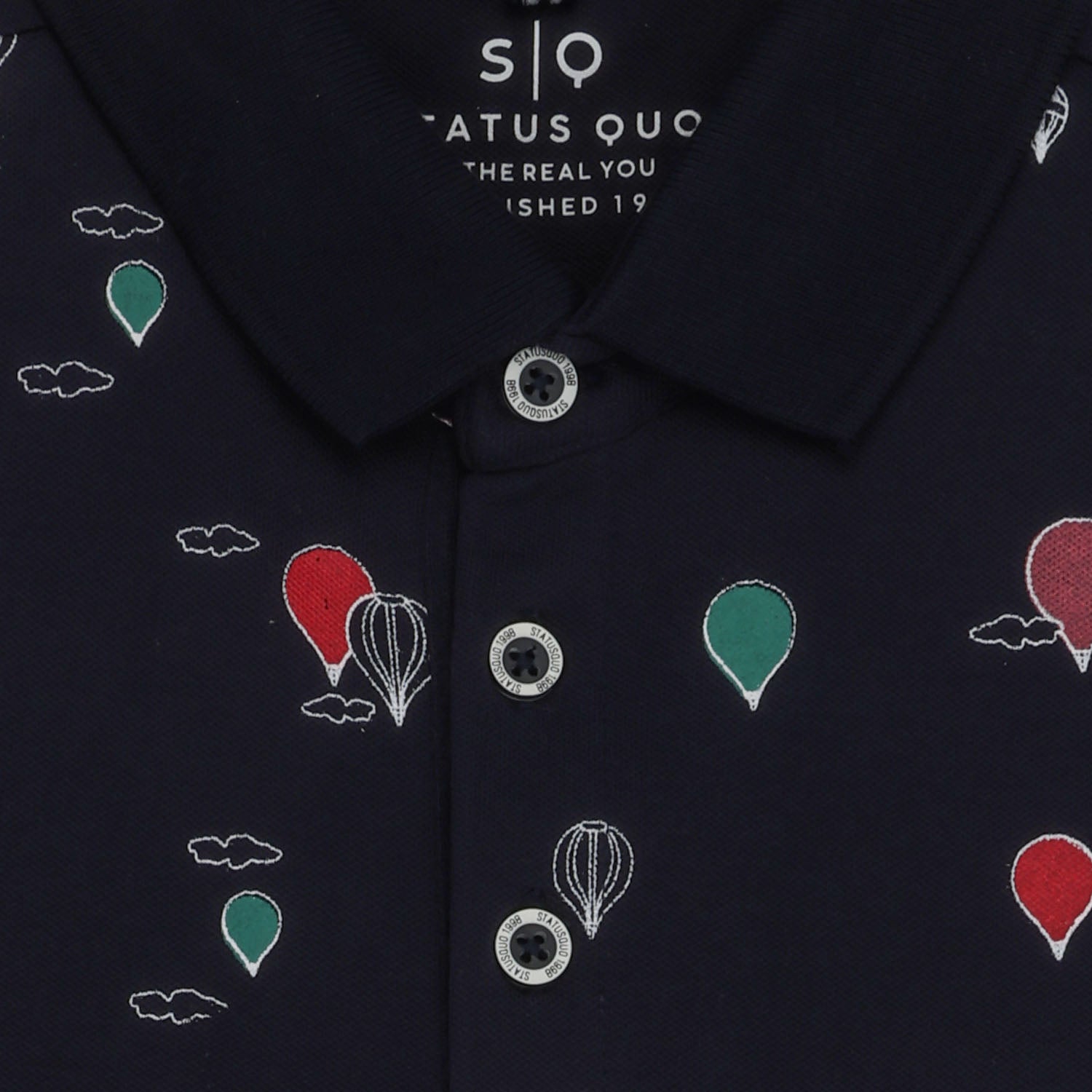 Status Quo Boys All-Over Abstract Printed Polo Collar Tshirt