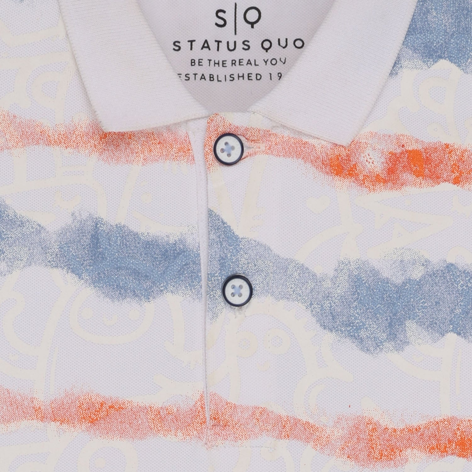 Status Quo Boys All-Over Striped Printed Polo Collar Tshirt