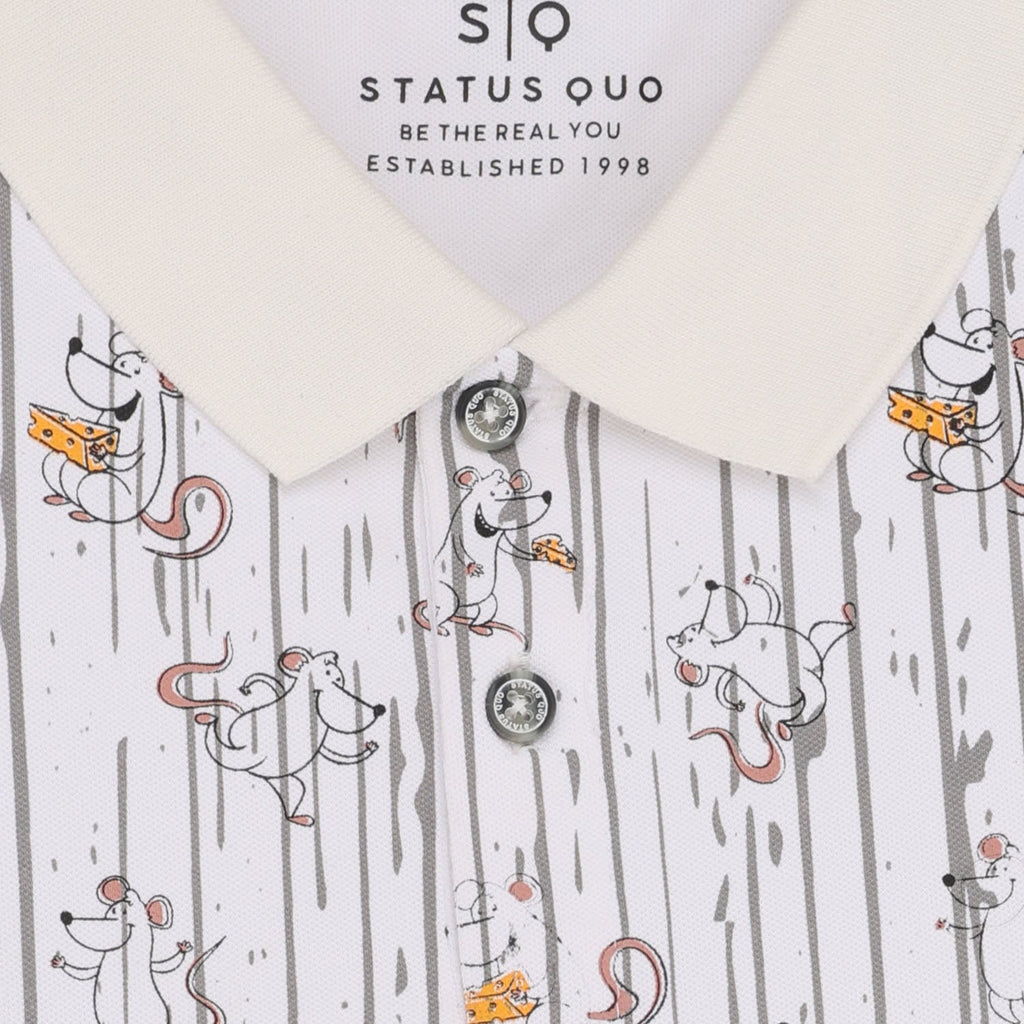 Status Quo Boys All-Over Abstract Printed Polo Collar Tshirt
