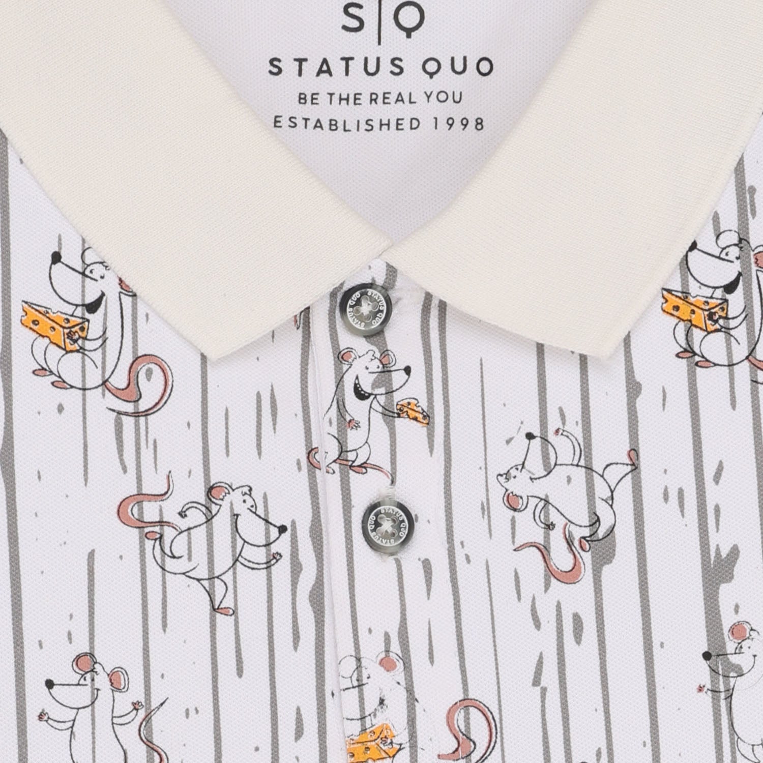 Status Quo Boys All-Over Abstract Printed Polo Collar Tshirt