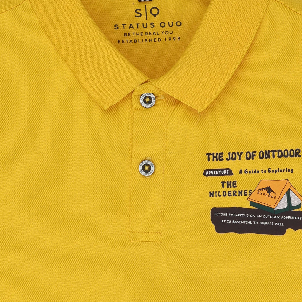 Status Quo Boys Placement Typography Printed Polo Collar Tshirt