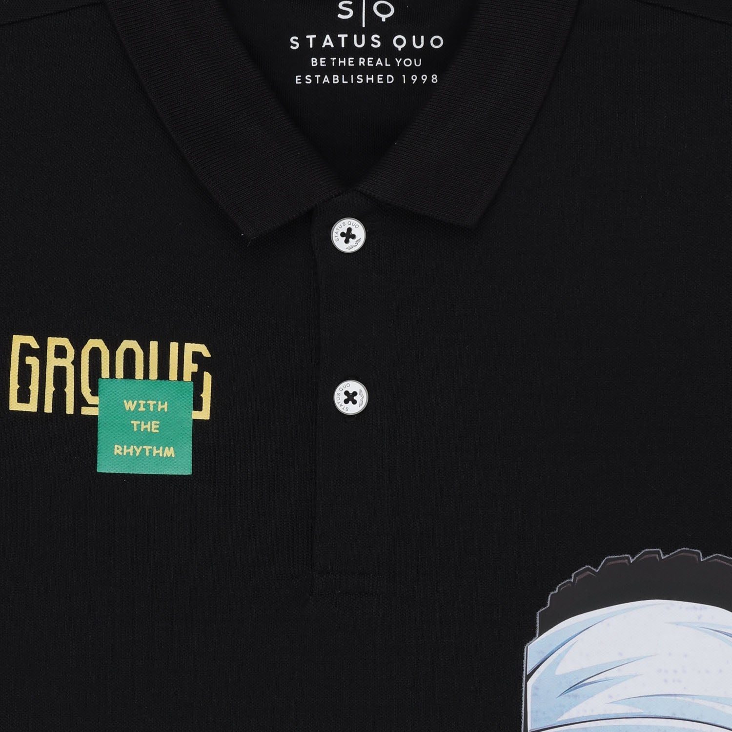 Status Quo Boys Full-Front Graphic Printed Polo Collar Tshirt