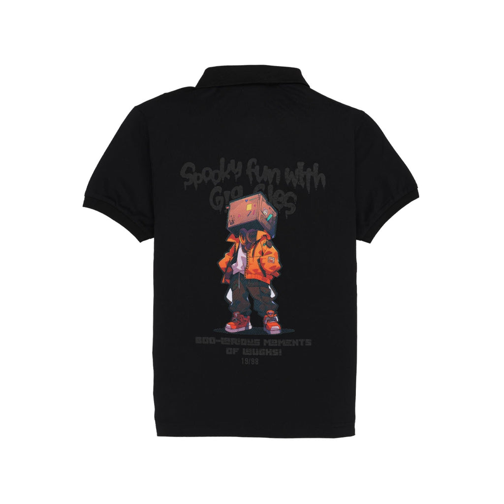 Status Quo Boys Placement Graphic Printed Polo Collar Tshirt