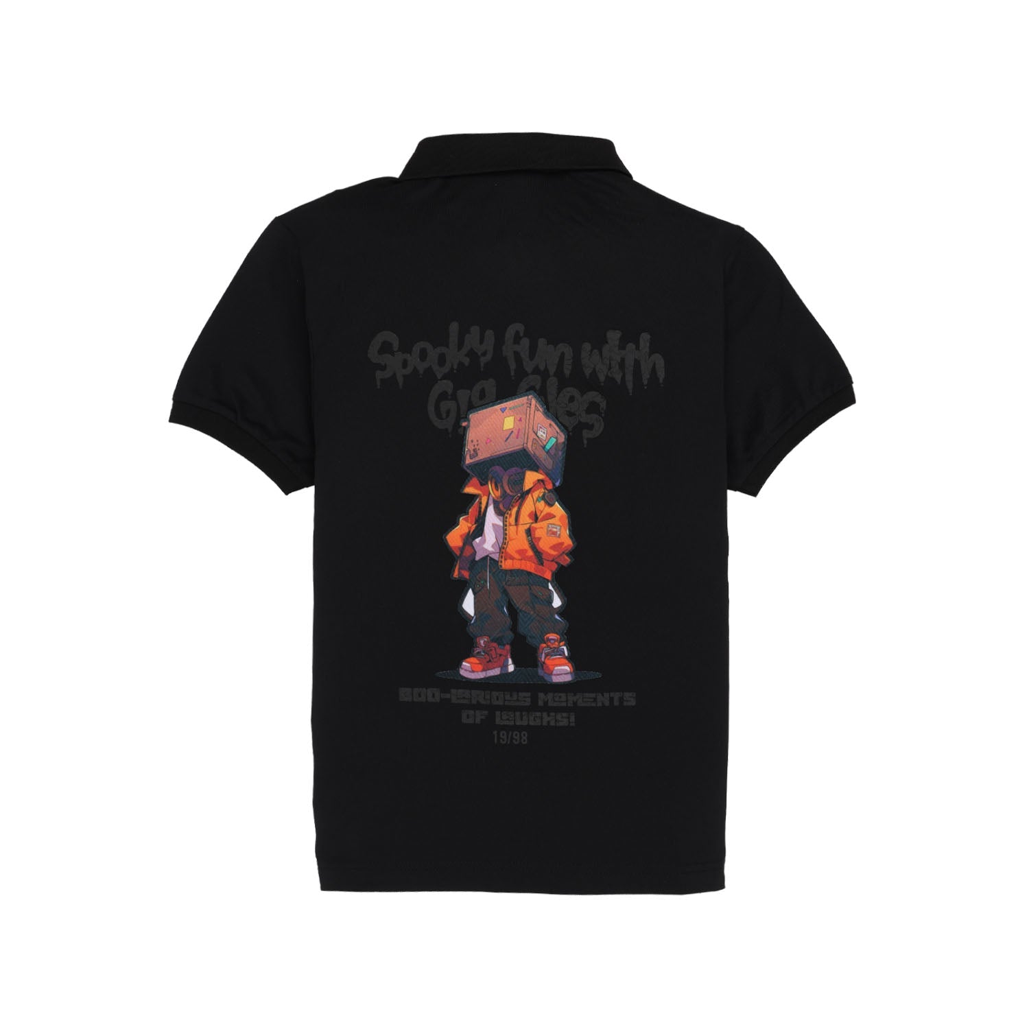 Status Quo Boys Placement Graphic Printed Polo Collar Tshirt