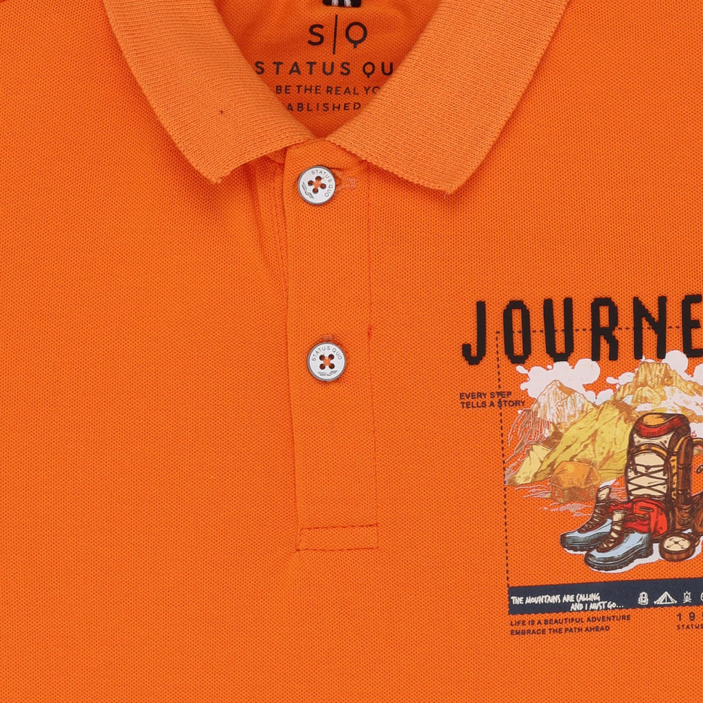 Status Quo Boys All-Over Graphic Printed Polo Collar Tshirt