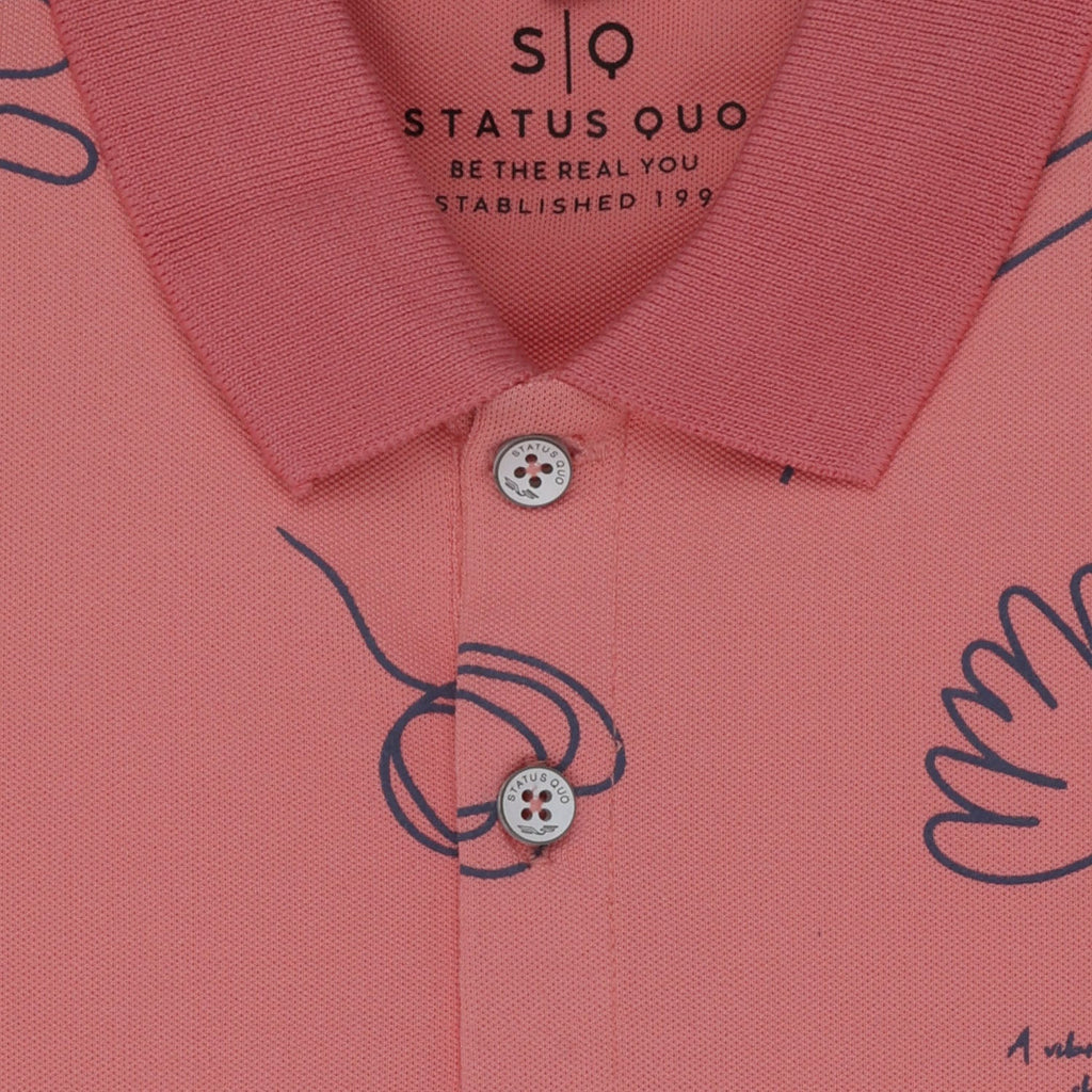 Status Quo Boys All-Over Floral Printed Polo Collar Tshirt