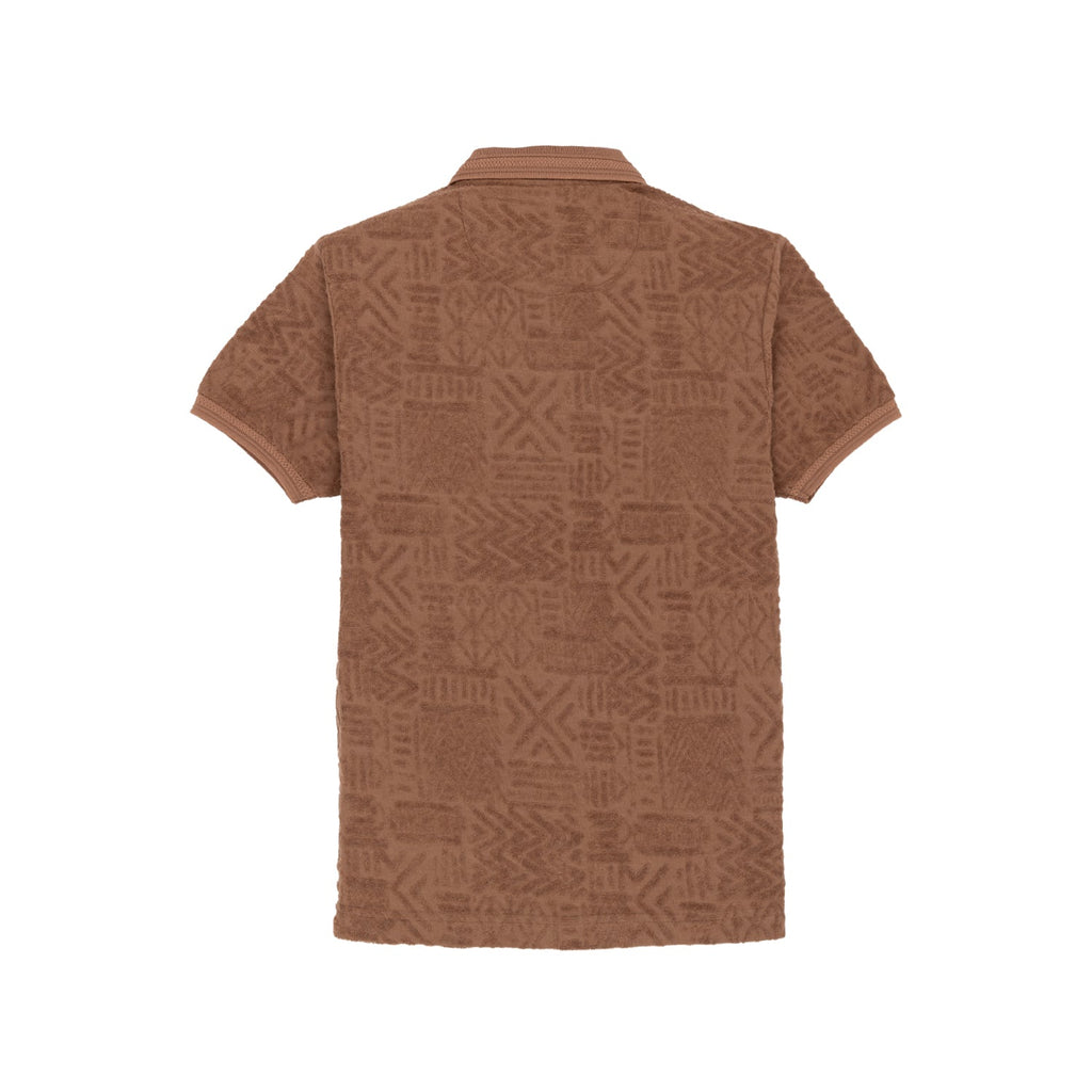 Boys Textured Half Sleeves Polo Shirt With Button Detailing