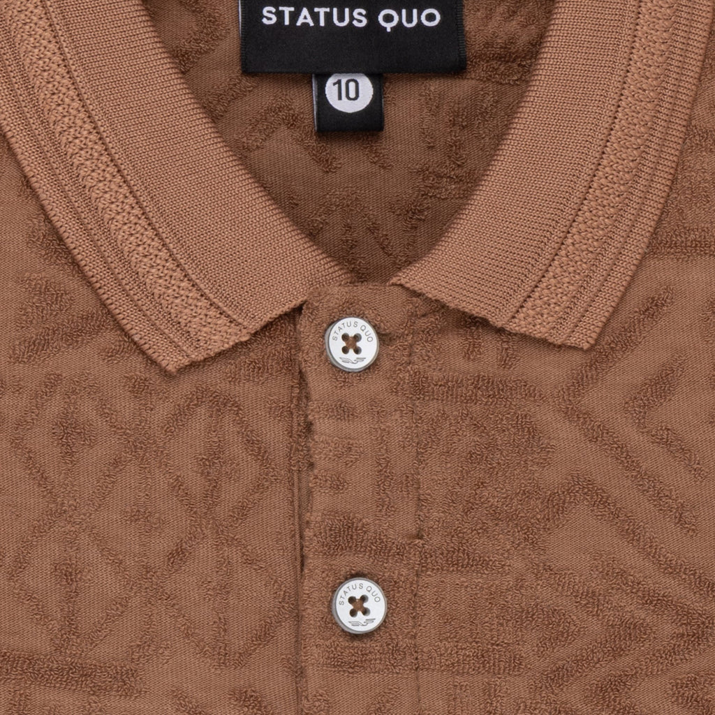 Boys Textured Half Sleeves Polo Shirt With Button Detailing