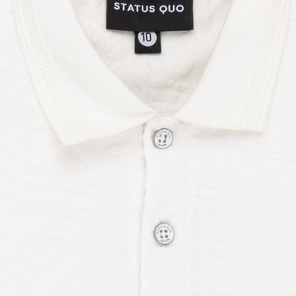 Boys Textured Half Sleeves Polo Shirt With Button Detailing
