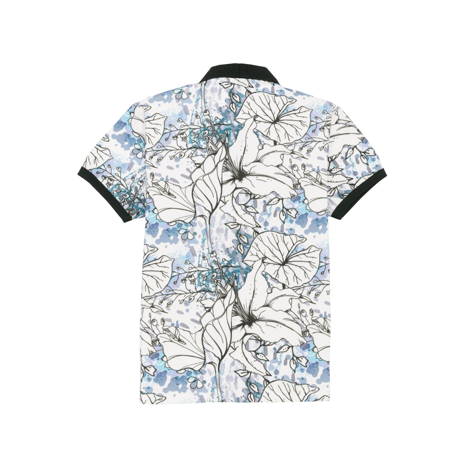 Status Quo Boys Tropical Print All-Over Polo Shirt With Contrast Collar & Half Sleeves Secondary image