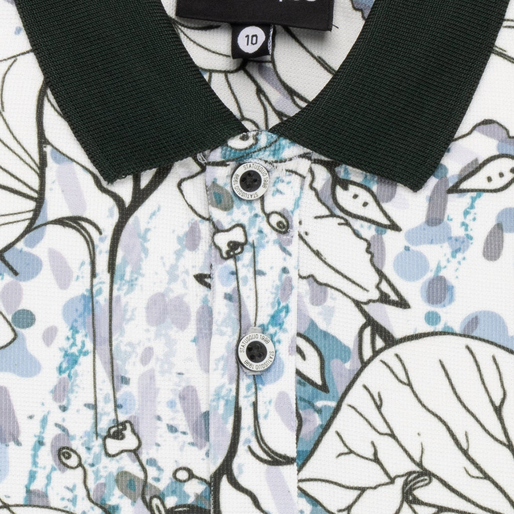 Status Quo Boys Tropical Print All-Over Polo Shirt With Contrast Collar & Half Sleeves
