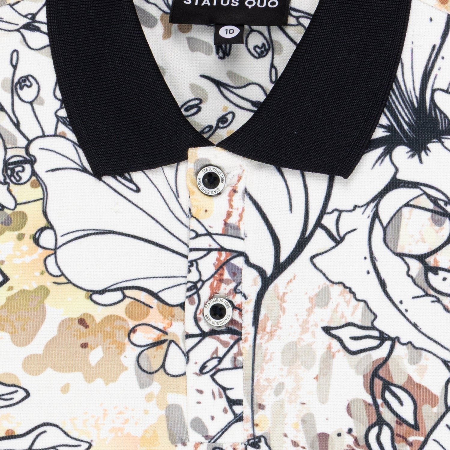 Status Quo Boys Tropical Print All-Over Polo Shirt With Contrast Collar & Half Sleeves