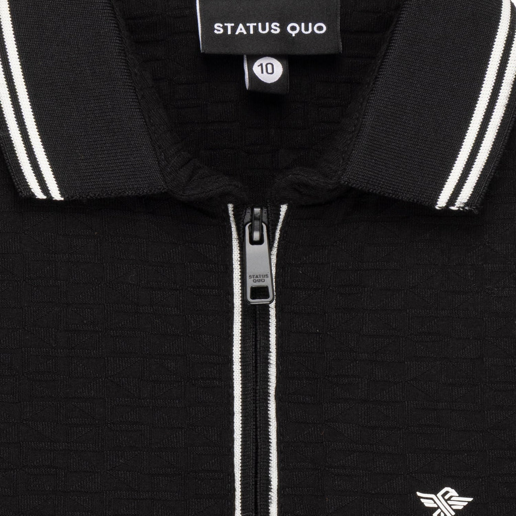 Boys Textured Solid Half Sleeves Regular Fit Polo T-Shirt With Tipping Details