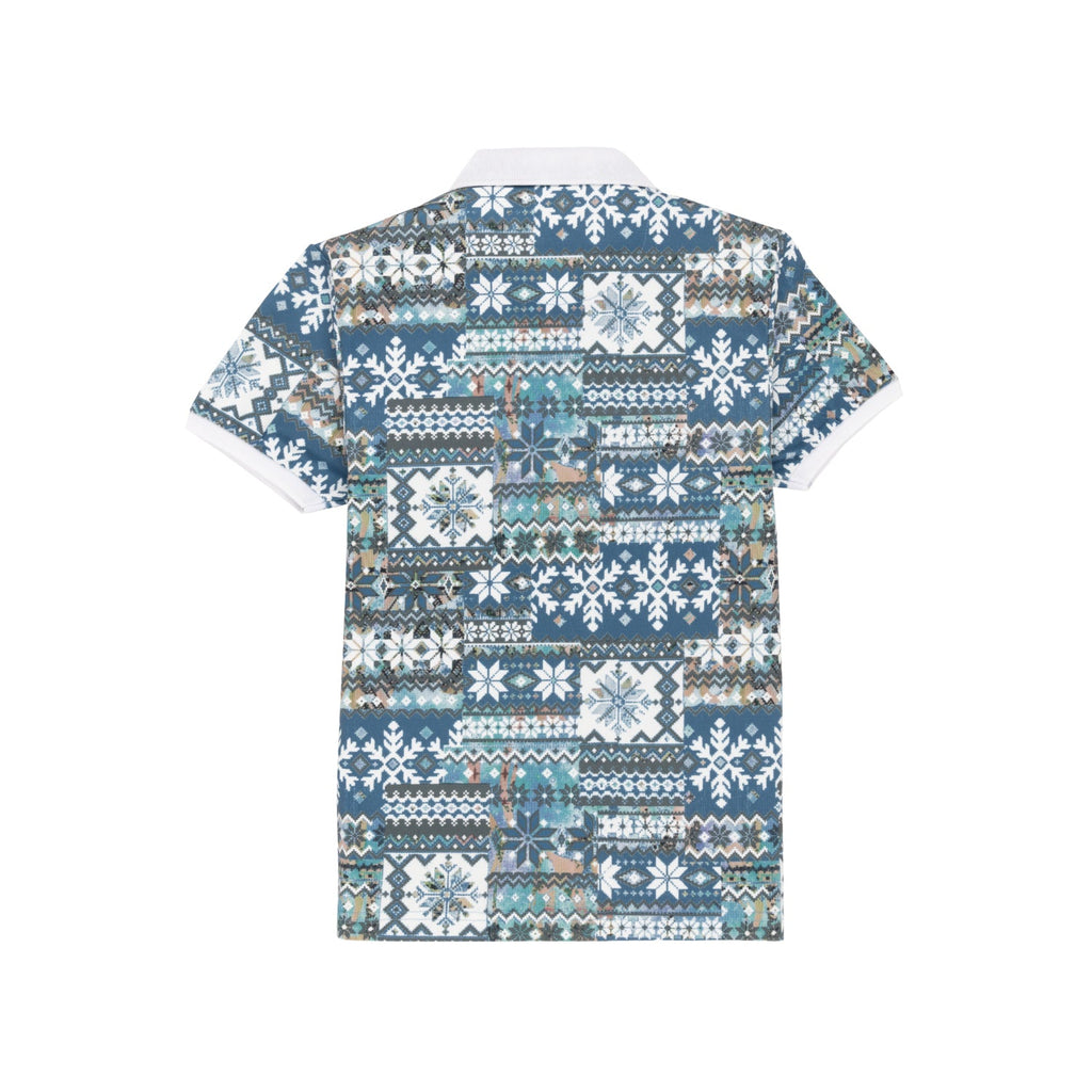 Status Quo Boys Geometric Print All-Over Half Sleeve Polo T-Shirt