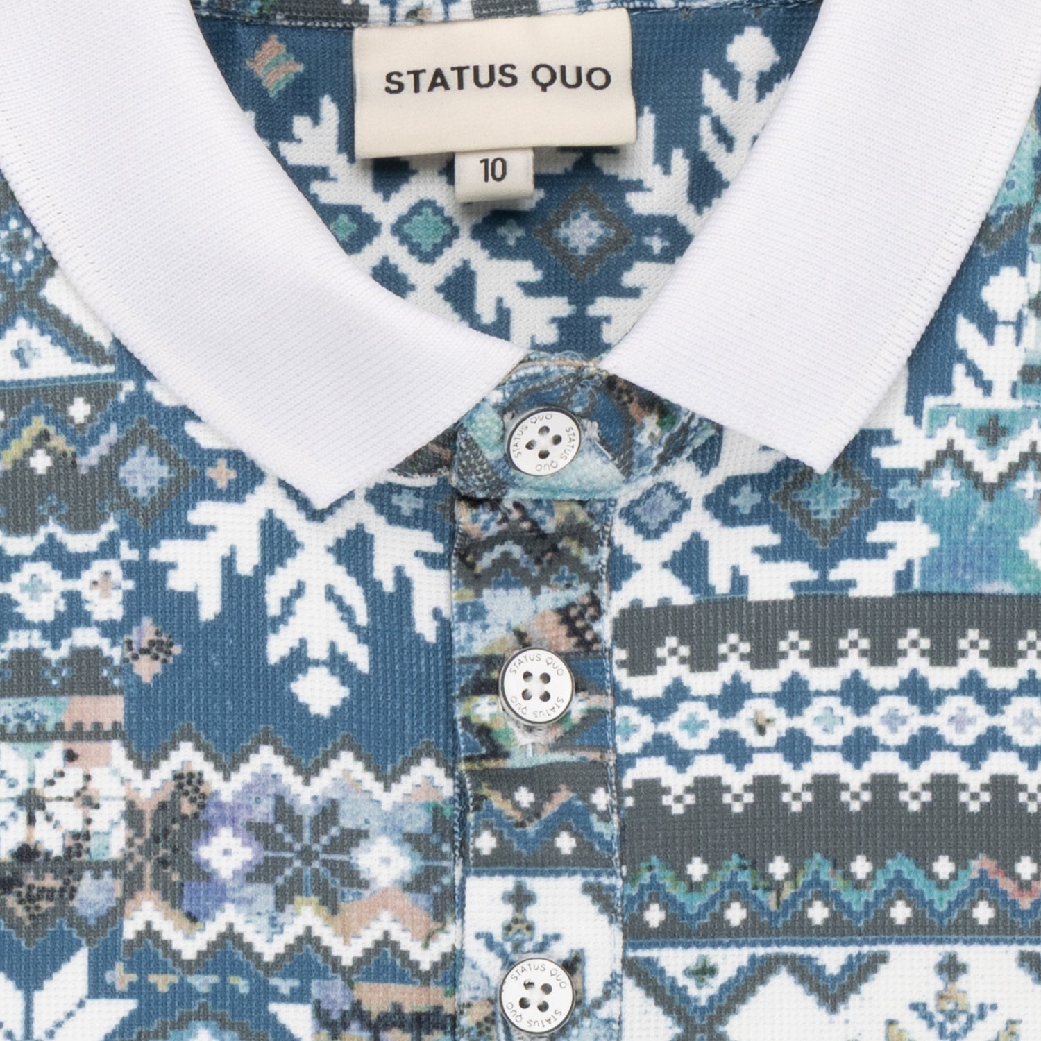 Status Quo Boys Geometric Print All-Over Half Sleeve Polo T-Shirt