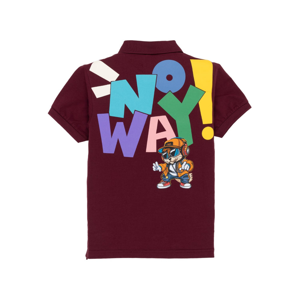 Status Quo Boys Polo Collar Half Sleeve T-Shirt With Front And Back Typography Print