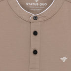 Status Quo Boys Solid Henley Neck Full Sleeves Regular Fit T-Shirt With Chest Brand Logo