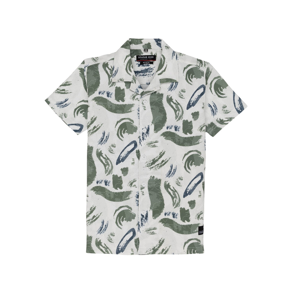 Status Quo Boy's Abstract Printed Regular Fit Co-ord Set with Shirt & Shorts