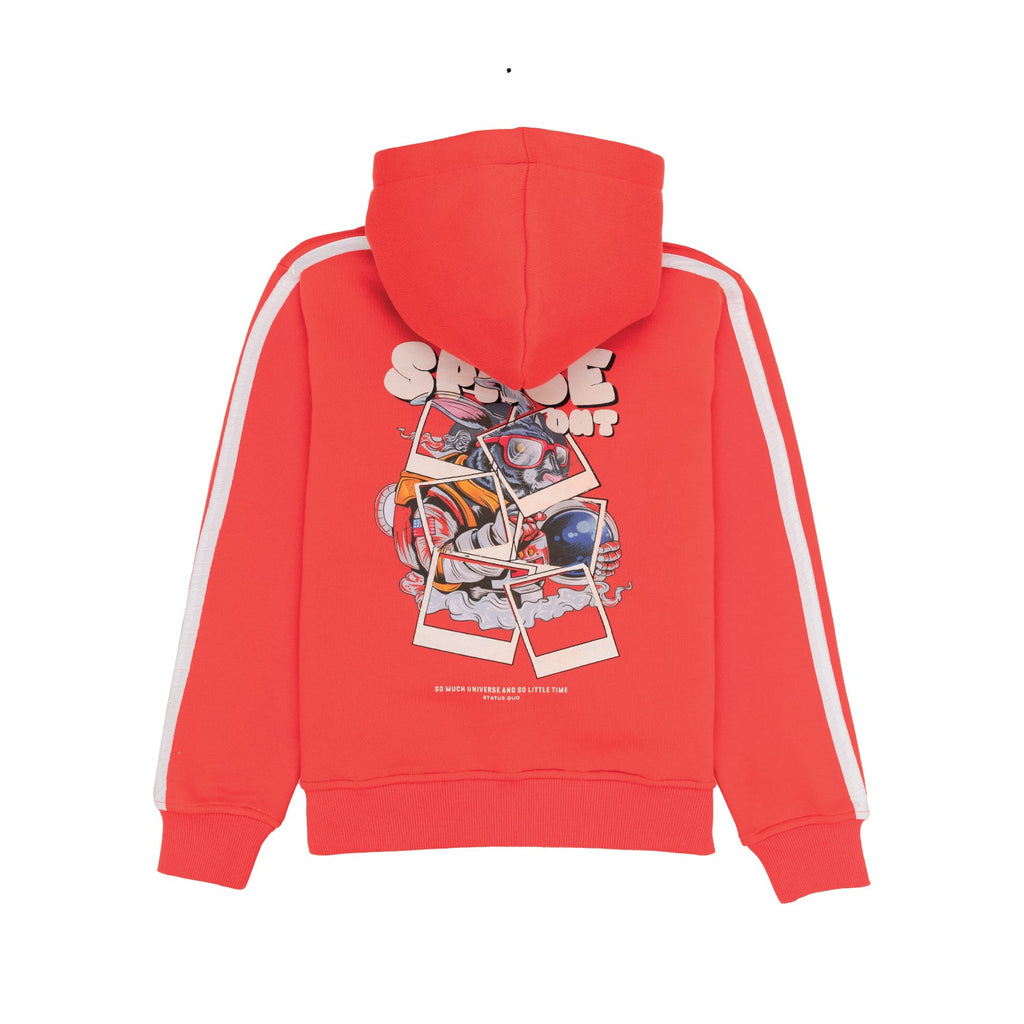 Boys Front & Back Printed Hooded Sweatshirt