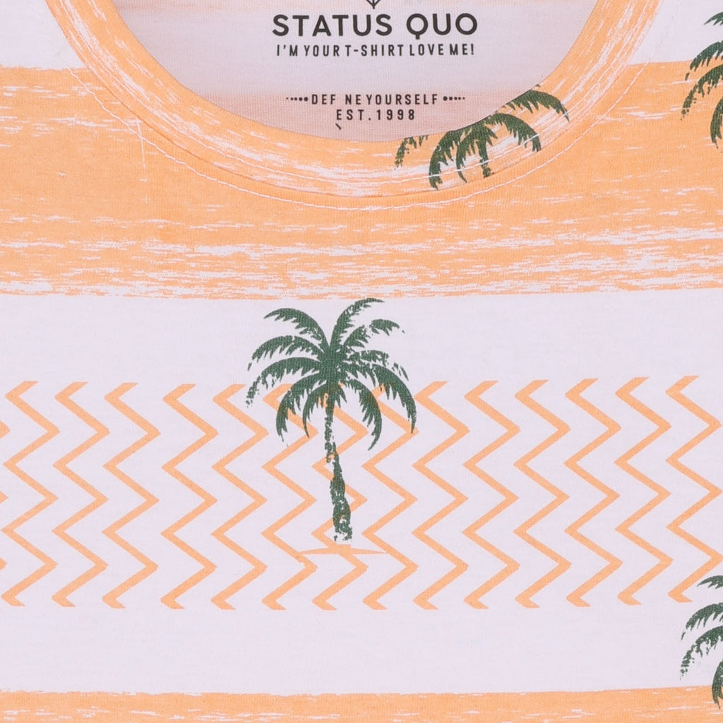 Status Quo Kids Boys All-Over Printed Half Sleeves Regular Fit Tshirt