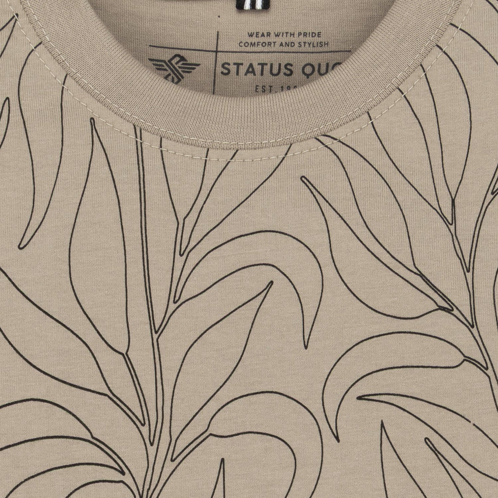Status Quo Boy's Leaf Print Regular Fit T-Shirt