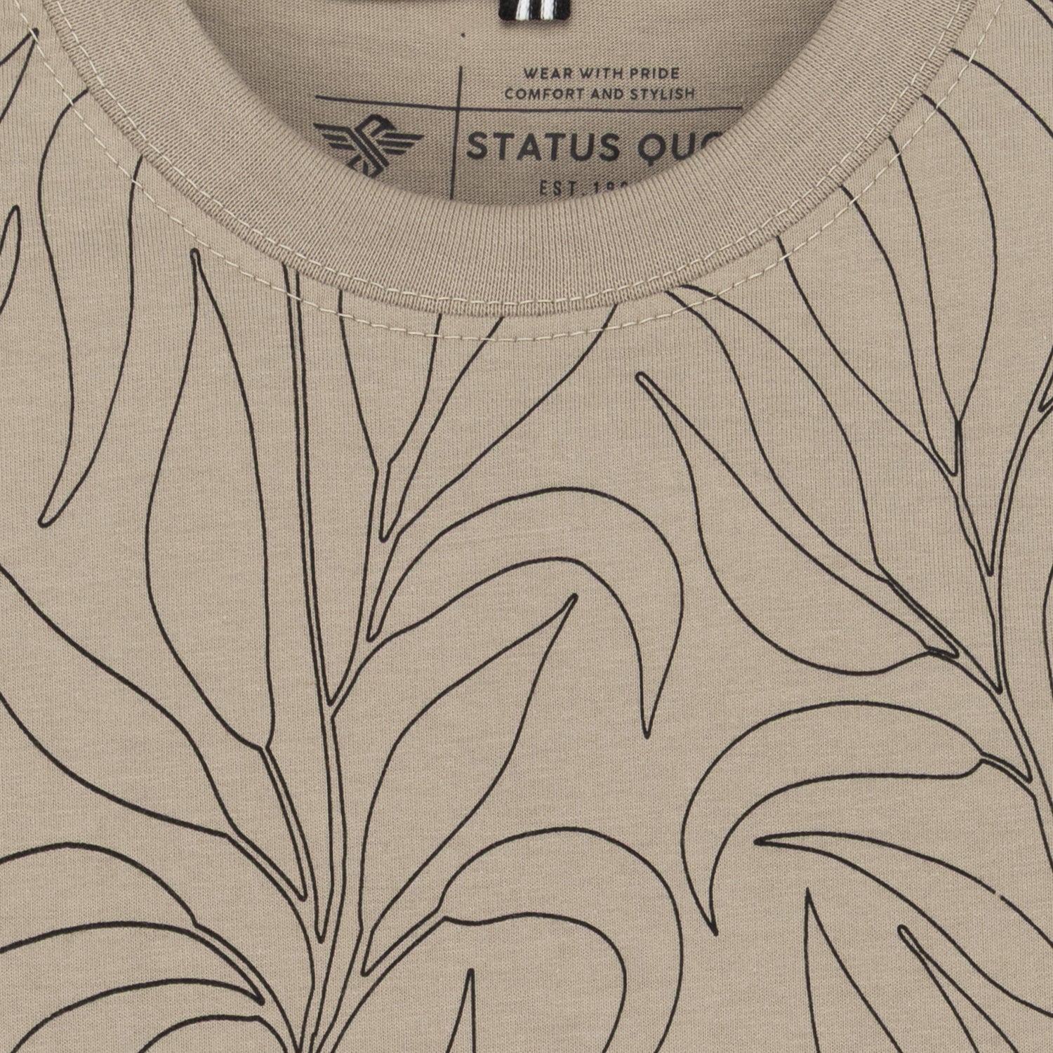 Status Quo Boy's Leaf Print Regular Fit T-Shirt