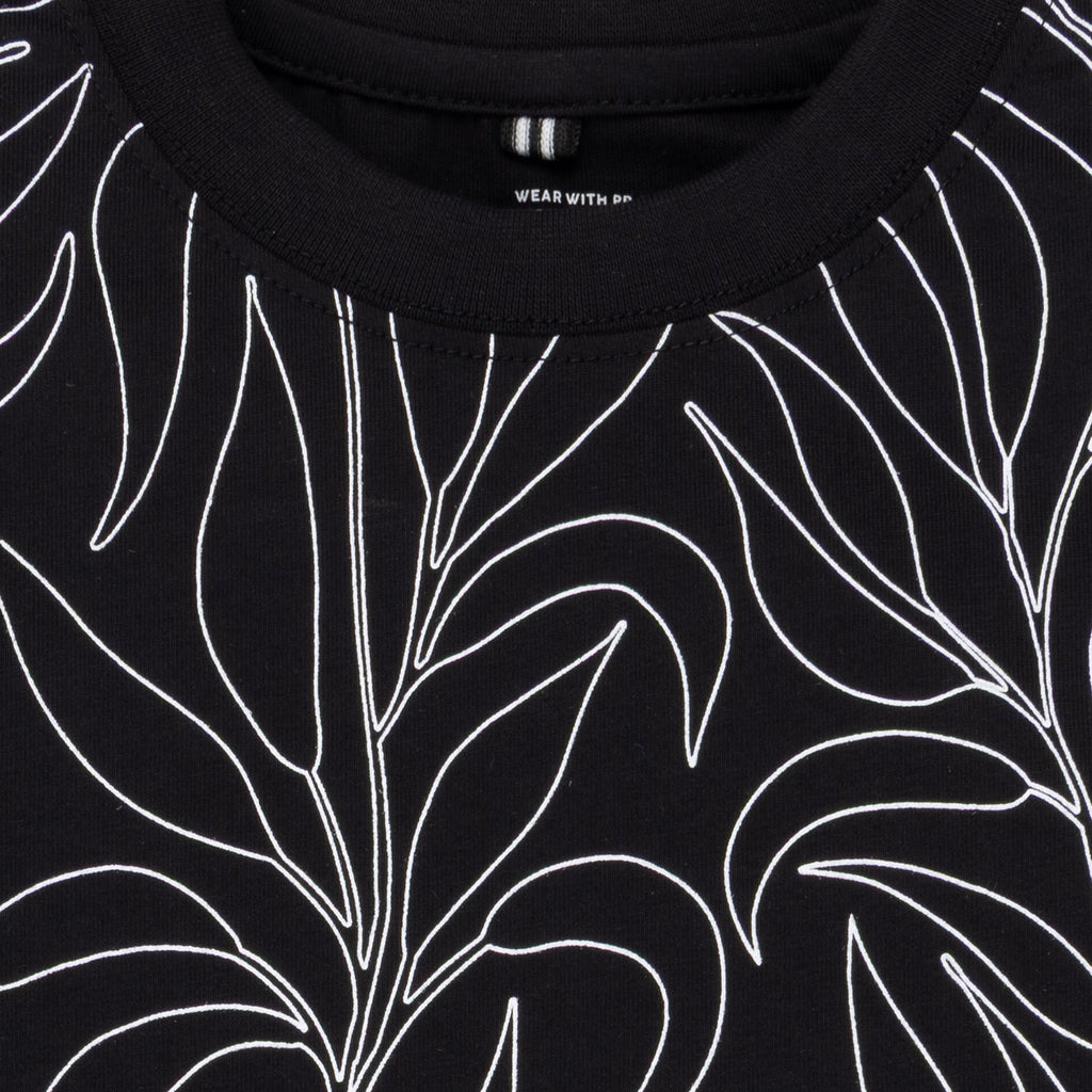 Status Quo Boy's Leaf Print Regular Fit T-Shirt