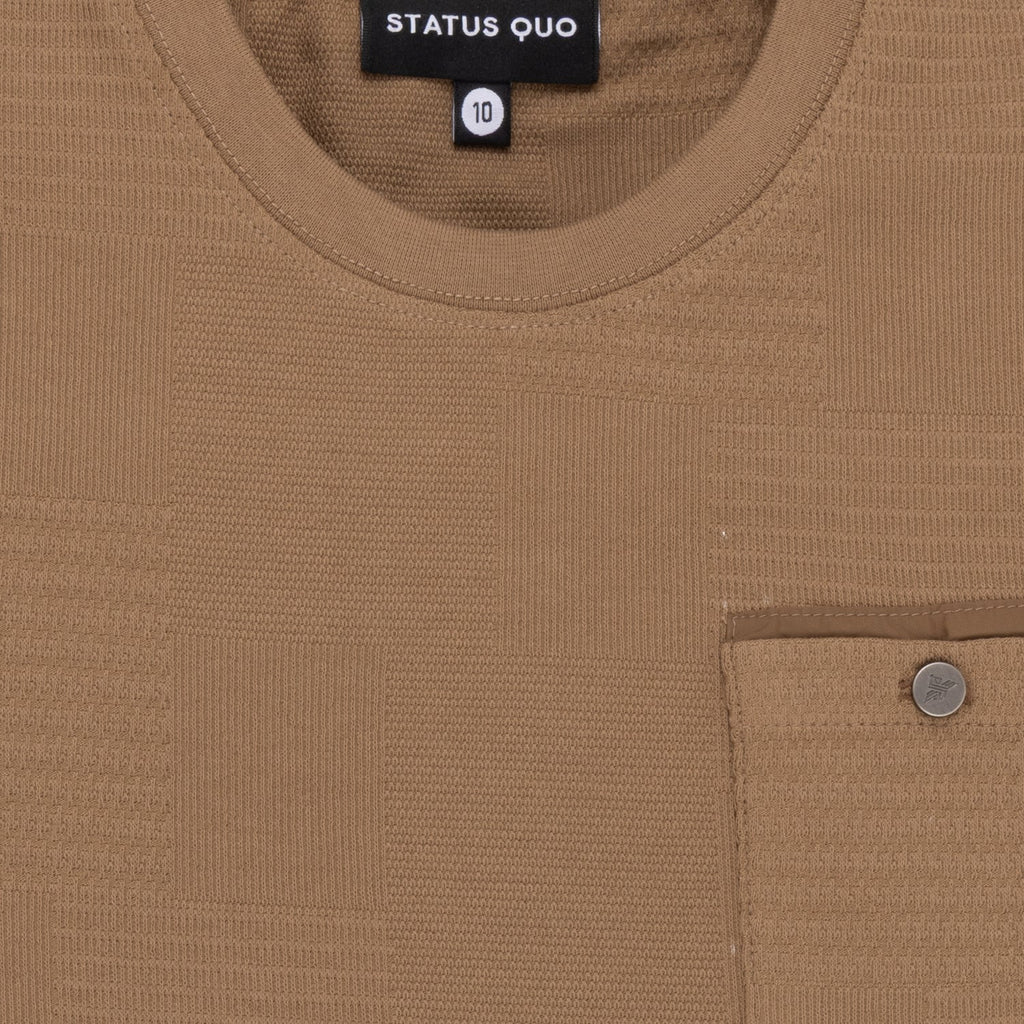 Status Quo Boys Solid Round Neck Half Sleeves Regular Fit T-Shirt With Chest Pocket