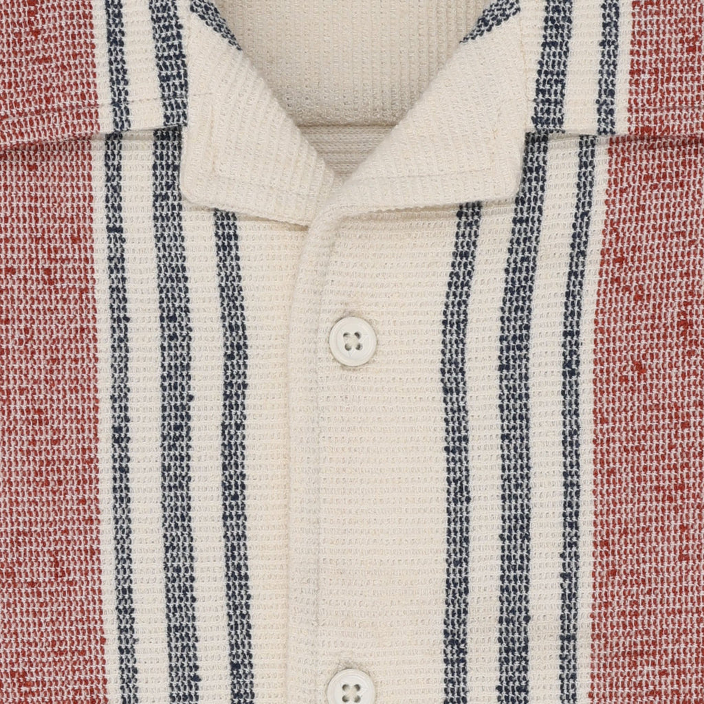 Status Quo Boys Striped Knitted Half Sleeves Regular Fit Shirt