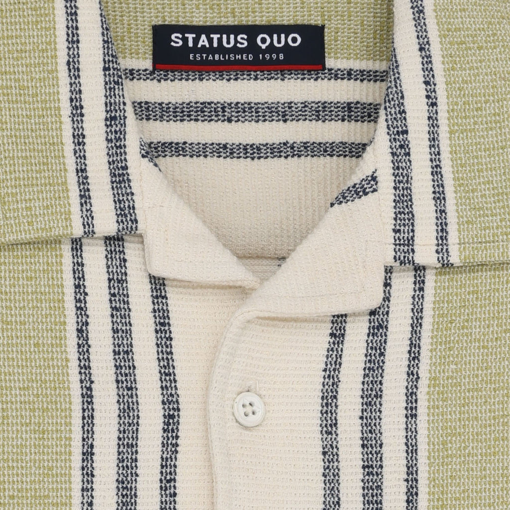 Status Quo Boys Striped Knitted Half Sleeves Regular Fit Shirt