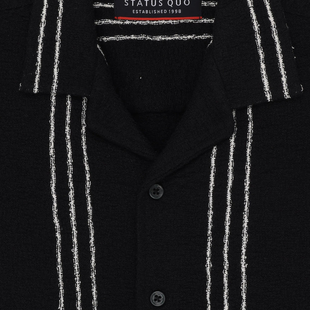 Status Quo Boys Striped Knitted Half Sleeves Regular Fit Shirt.