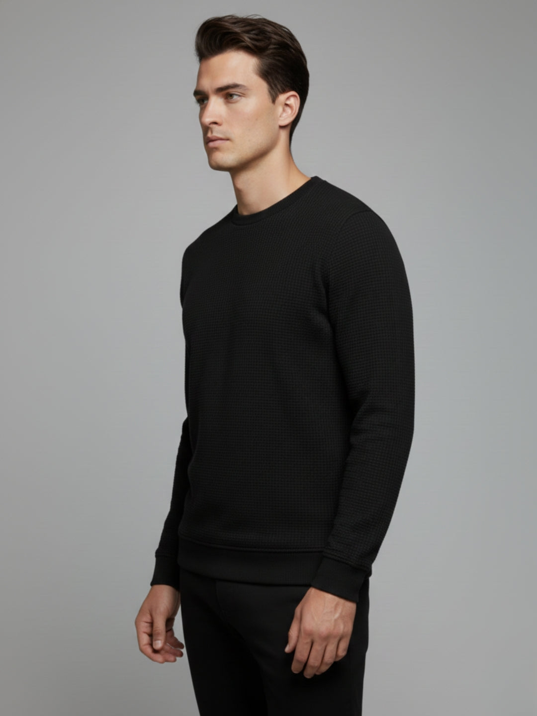 Solid Textured Sweatshirt Secondary image