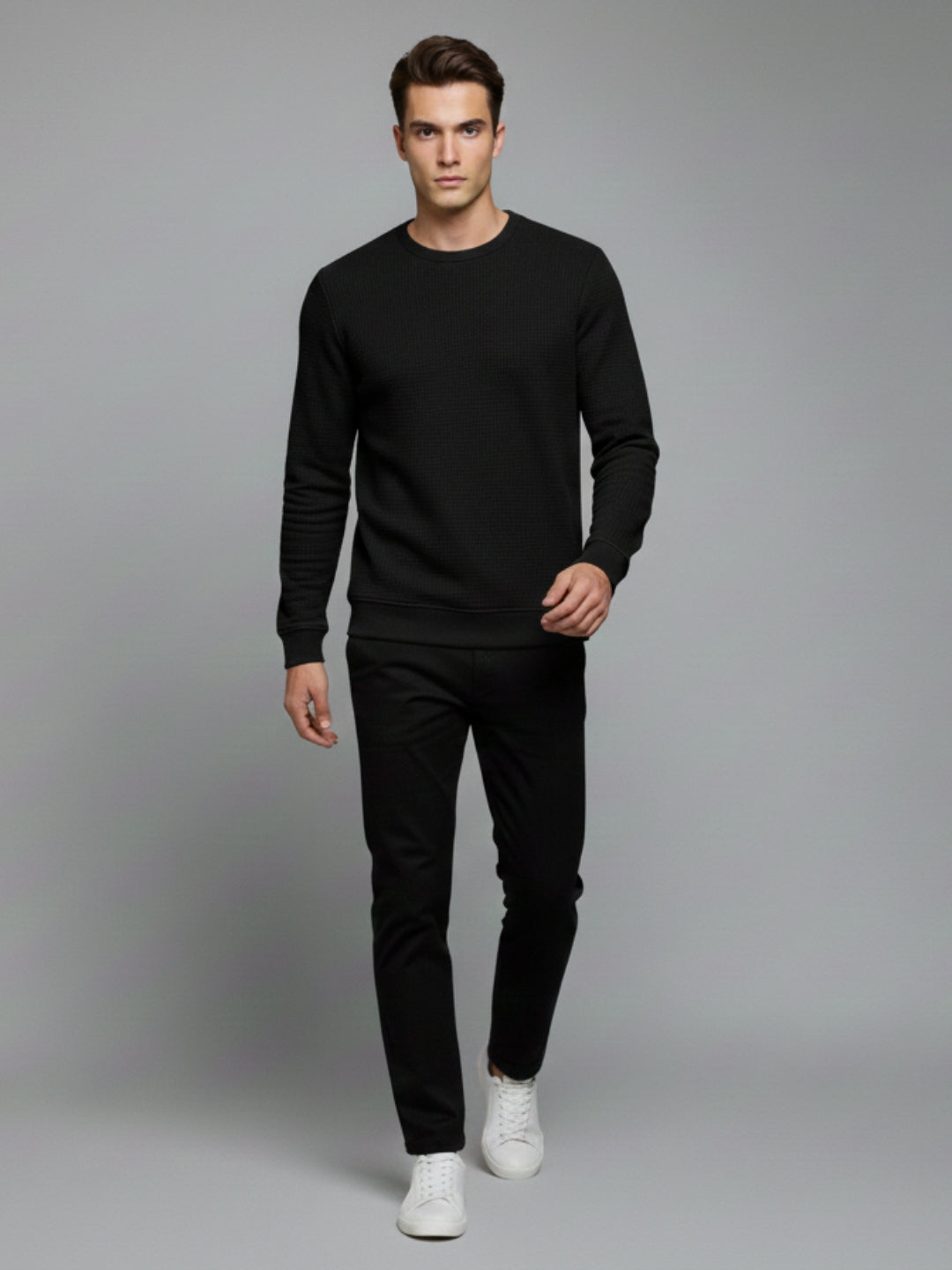 Solid Textured Sweatshirt