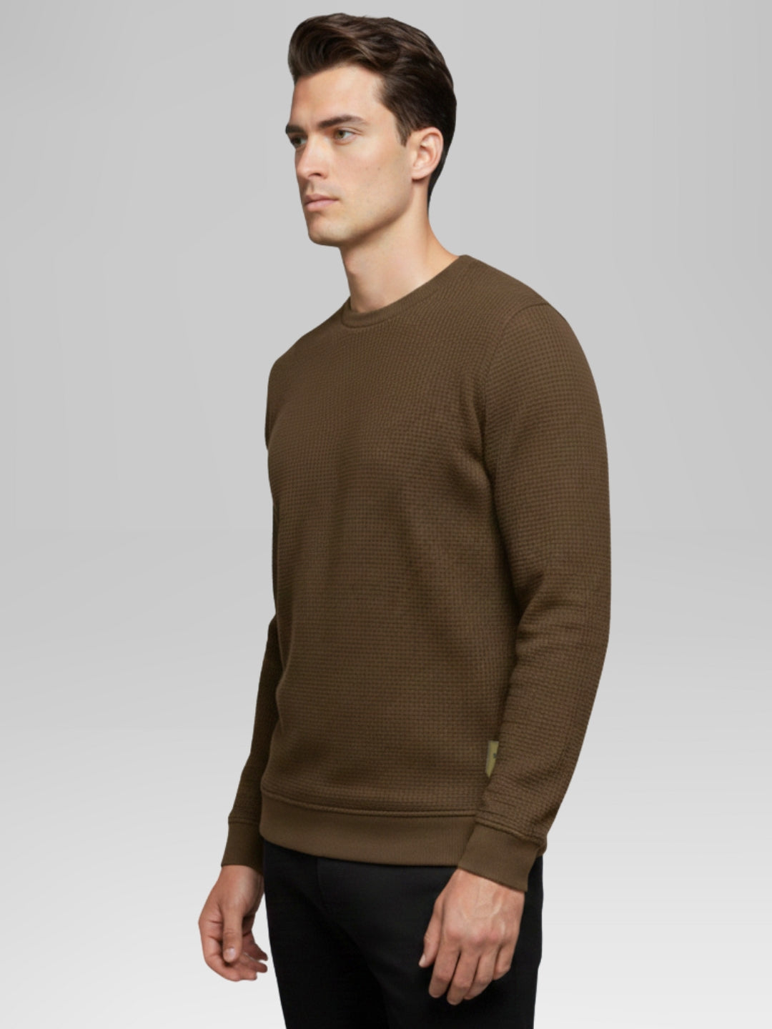 Solid Textured Sweatshirt Secondary image