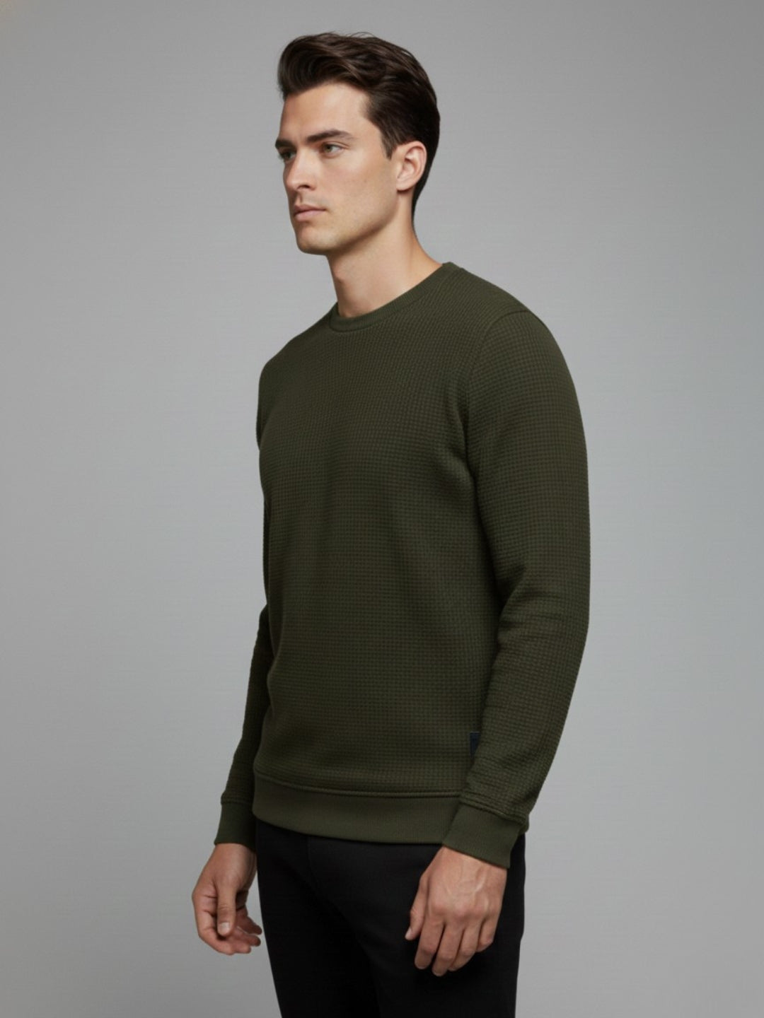 Solid Textured Sweatshirt Secondary image