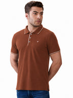 Solid Brand Logo Regular Fit Polo T-shirt